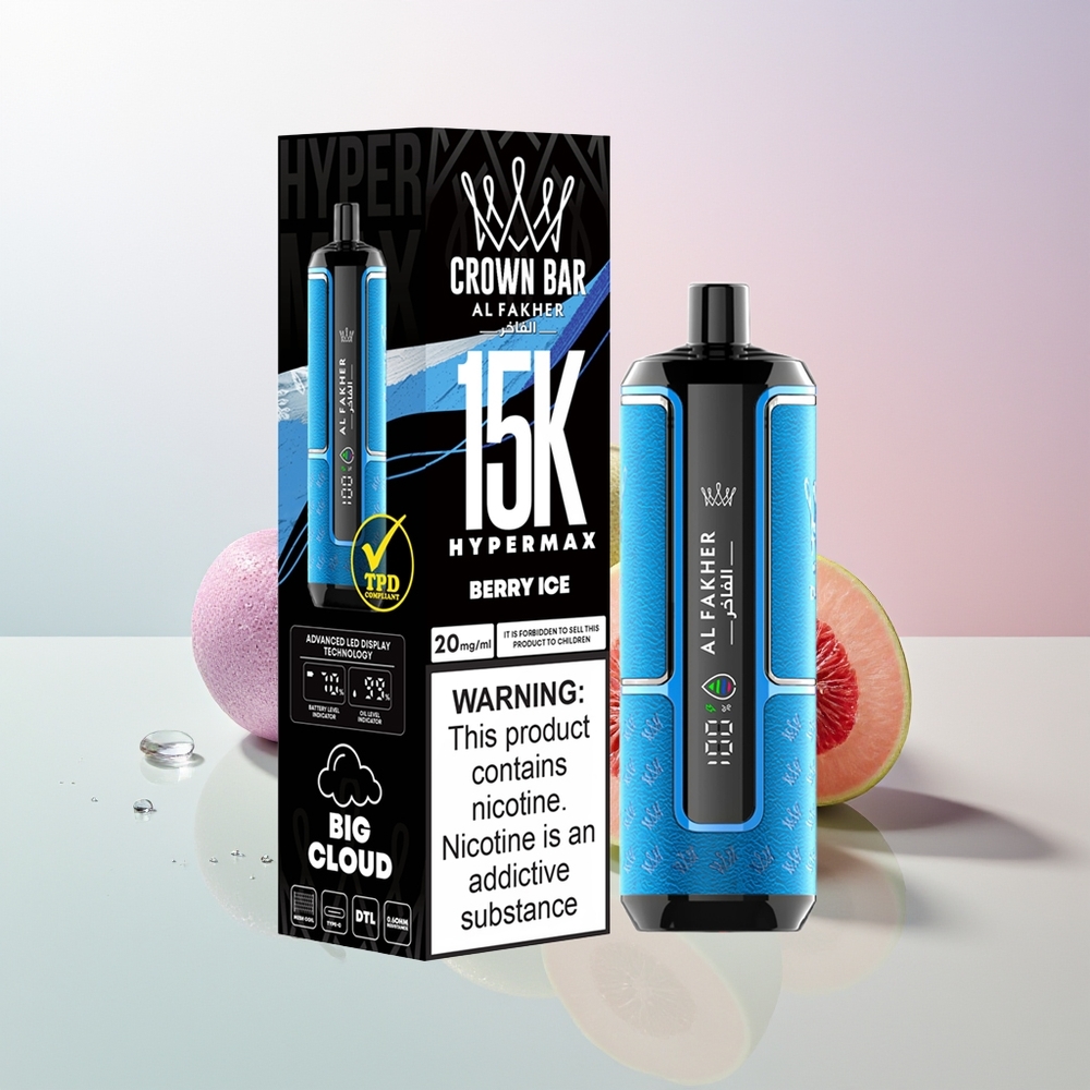 Al Fakher Crown Bar 15K Hypermax 15.000 Züge Kompakt Beere Eis