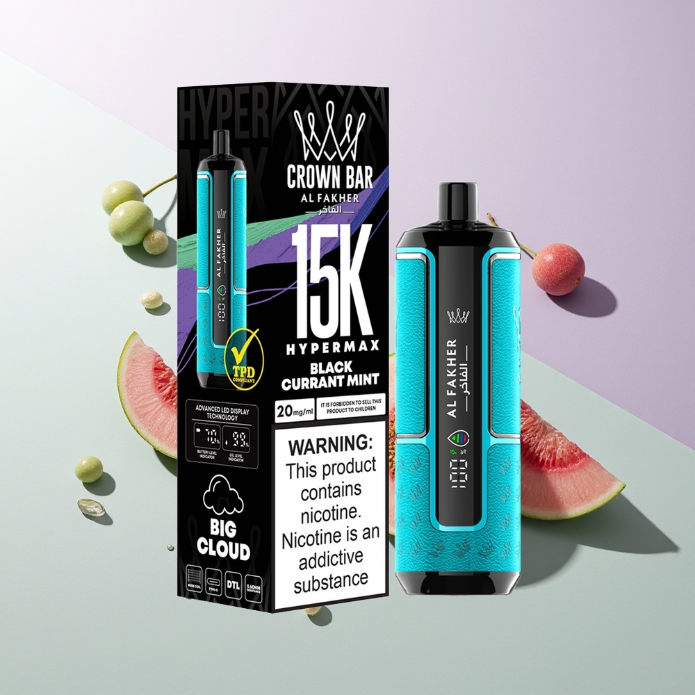 Al Fakher Crown Bar 15K Hypermax 6mg Kompakt Schwarzbeere Minze