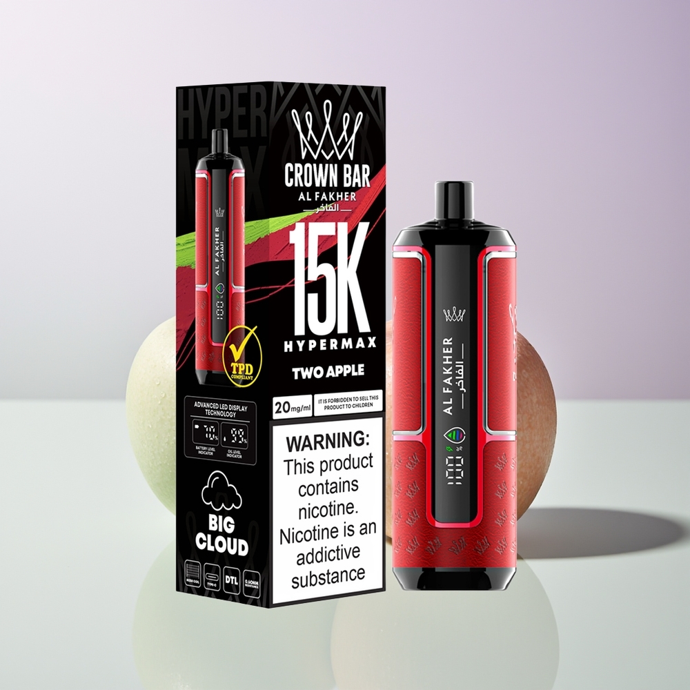 Al Fakher Krone Bar 15K Hypermax Wegwerf Vape Kit Zwei Äpfel 22ml 15.000 Züge