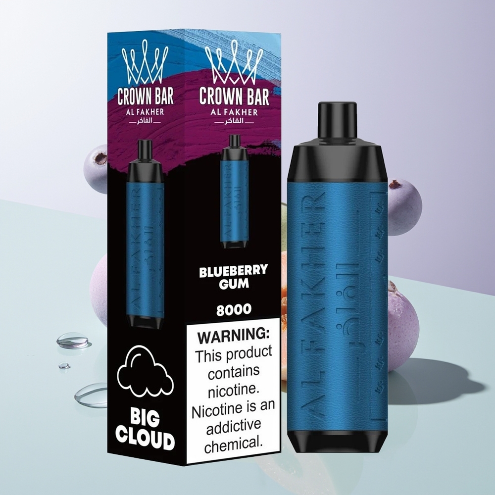 Al Fakher Crown Bar 8000 Crystal Einweg-Vape 18ml 5mg Nikotin Blaubeerkaugummi