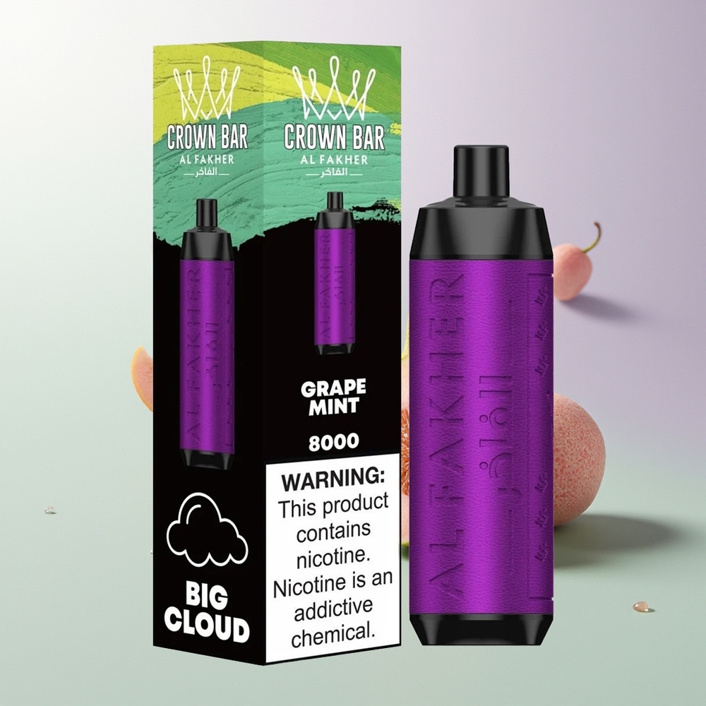 Al Fakher Crown Bar 8000 Crystal Einweg-Vape 18ml Grape Minze