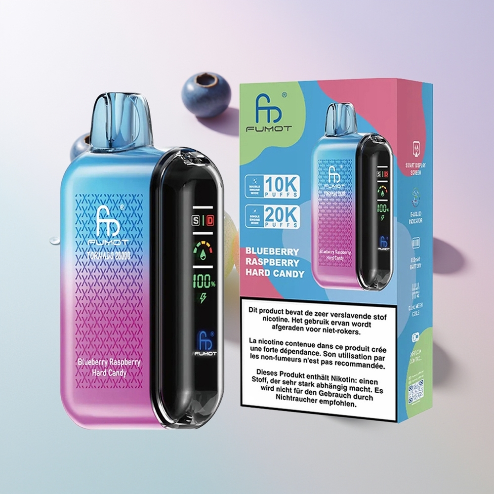 Fumot Tornado 20000 Puffs Dual Mesh Blaubeere Himbeere Hartbonbon