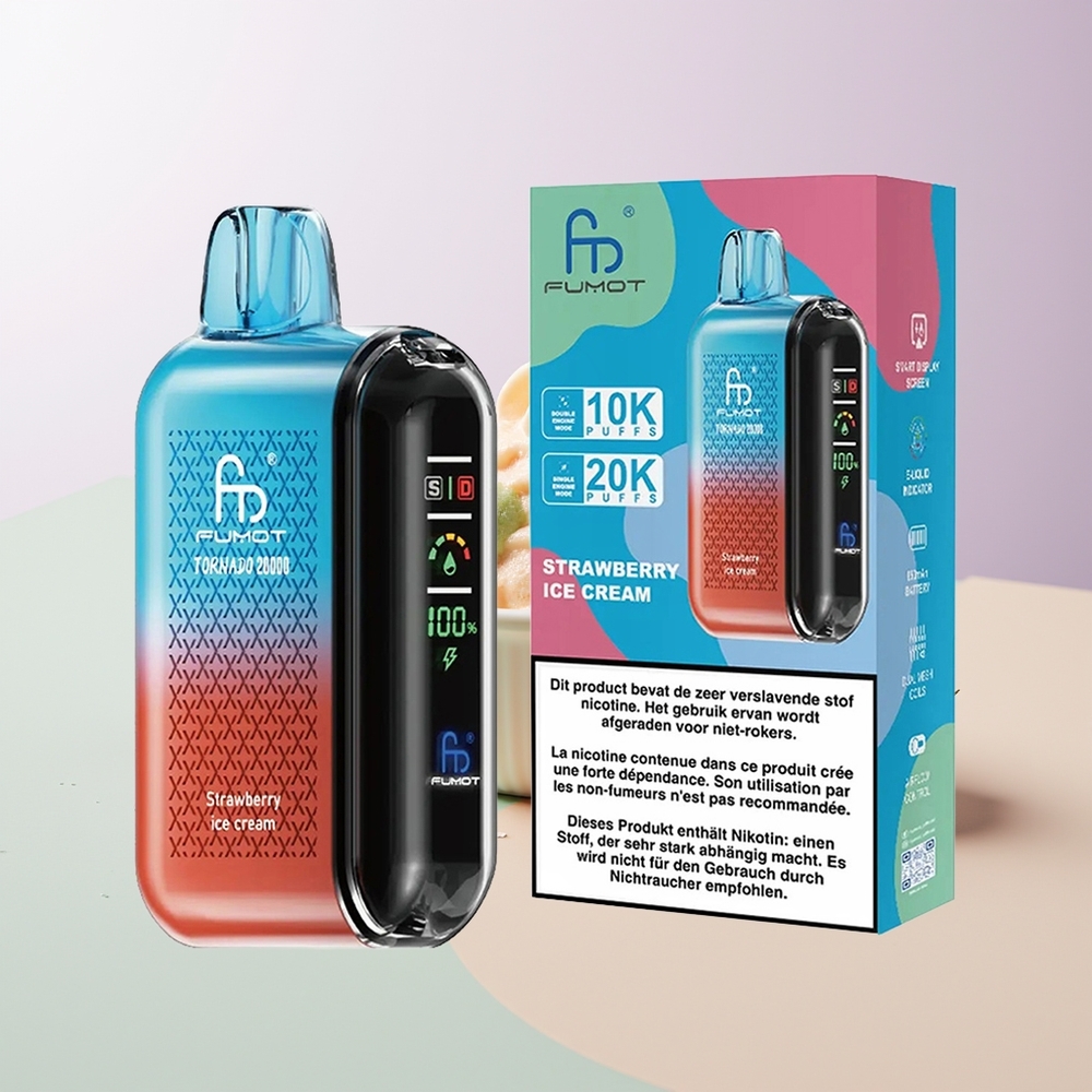 Fumot Tornado 20000 Puffs Dual Mesh Display Erdbeer-Eiscreme