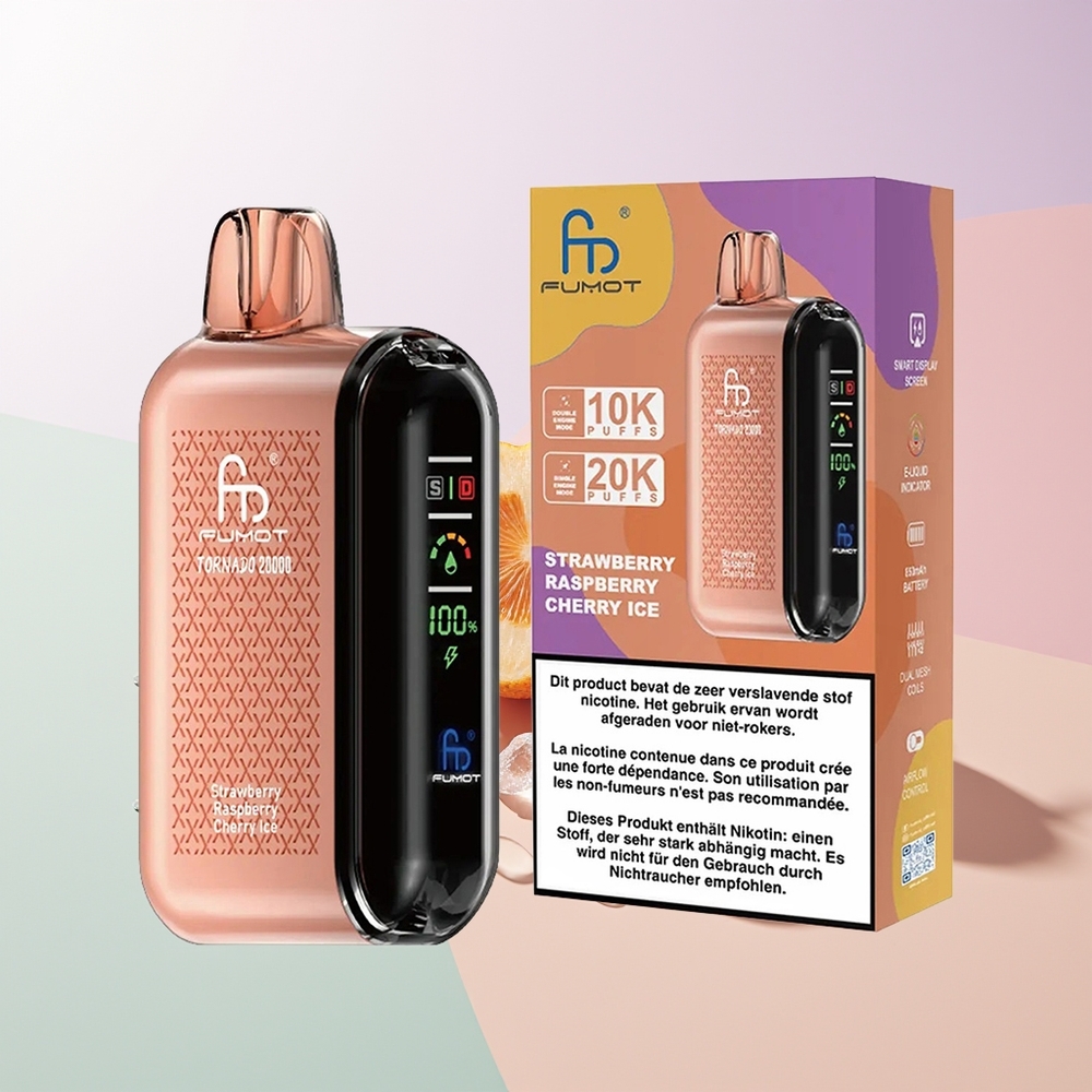 Fumot Tornado 20000 Puffs Dual Mesh Erdbeere Himbeere Kirsche Eis