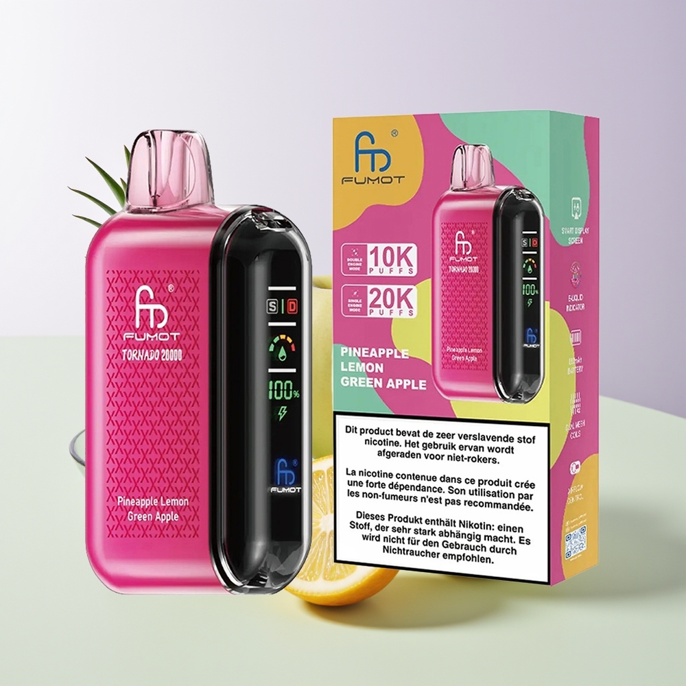 Fumot Tornado 20000 Züge Dual Mesh Ananas Zitrone Grüner Apfel