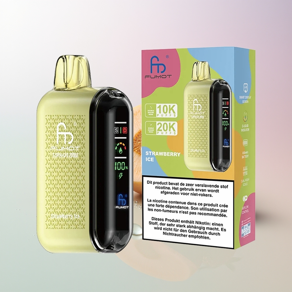 Fumot Tornado 20000 Züge Dual Mesh Erdbeer-Eis