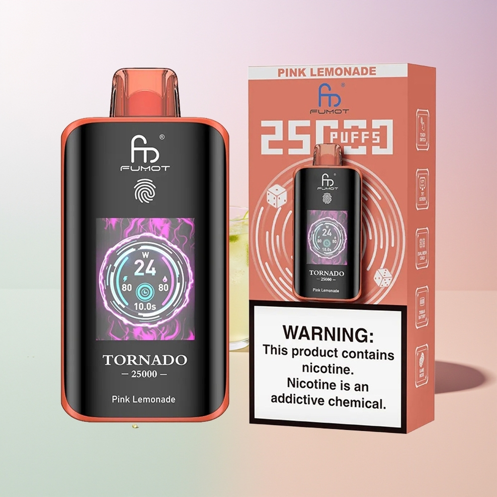 Fumot Tornado 25000 Puffs HD Screen Type-C Pink Zitronenlimonade