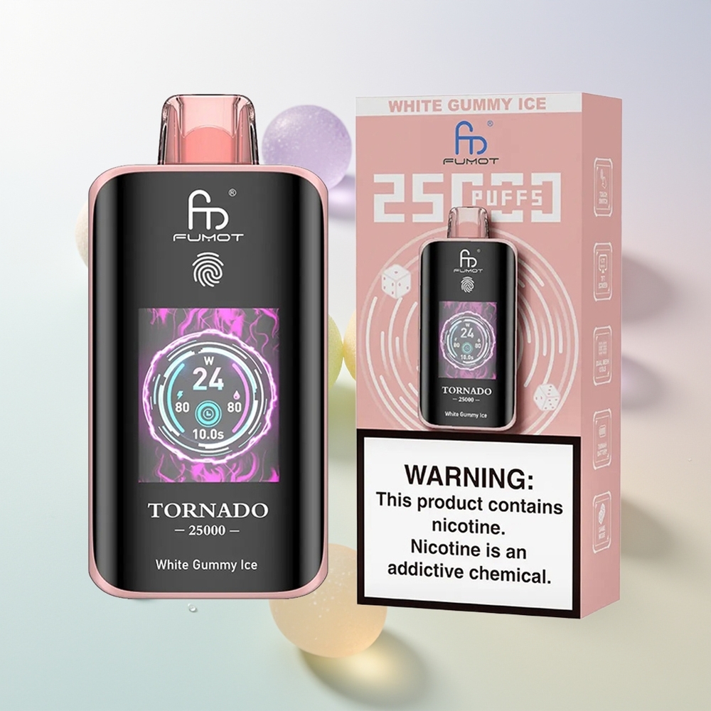 Fumot Tornado 25000 Puffs HD Screen Type-C Weiße Gummibärchen Eis