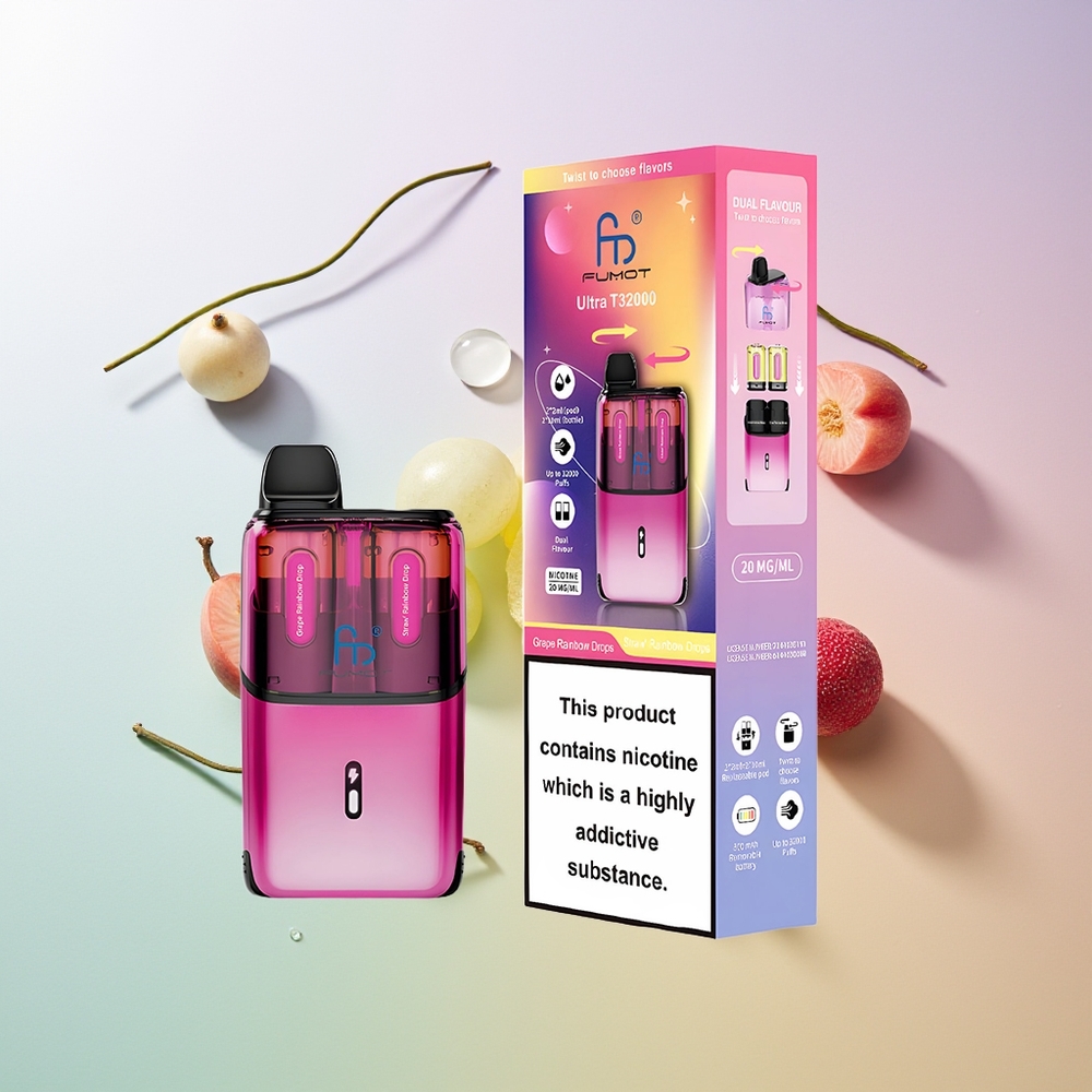 Fumot Ultra T32000 32000 Mesh Grape Regenbogen Tropfen - Erdbeer Regenbogen Tropfen