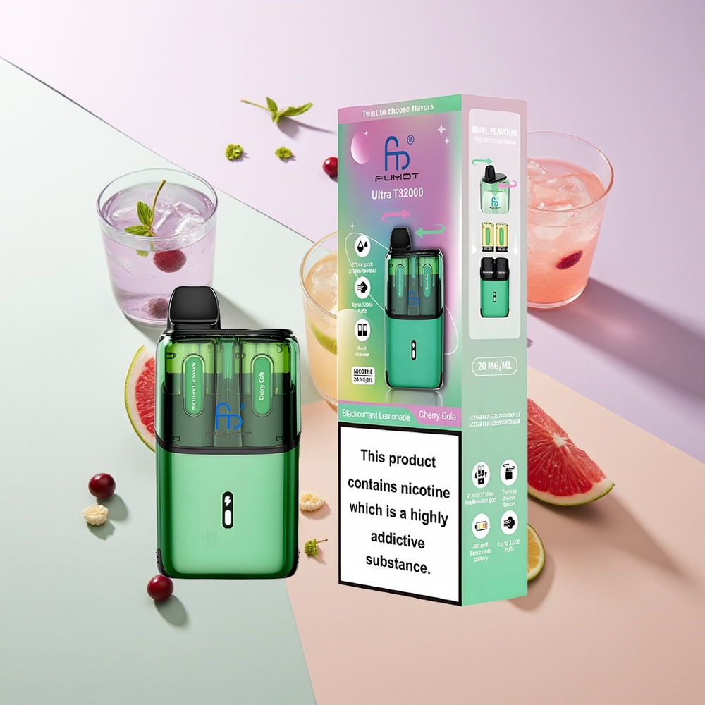Fumot Ultra T32000 32000 Puffs Typ-C Schnellladung Schwarzjohannisbeere Limonade - Kirsch Cola