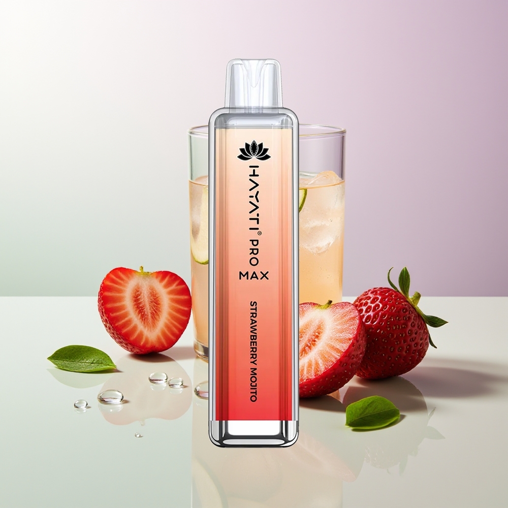 Hayati Pro Max 4000 Puffs 5% Nikotin LED-Erdbeer Mojito