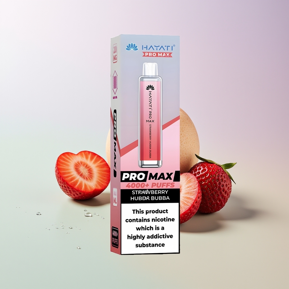 Hayati Pro Max 4000 Züge Wiederaufladbar Erdbeer Hubba Bubba