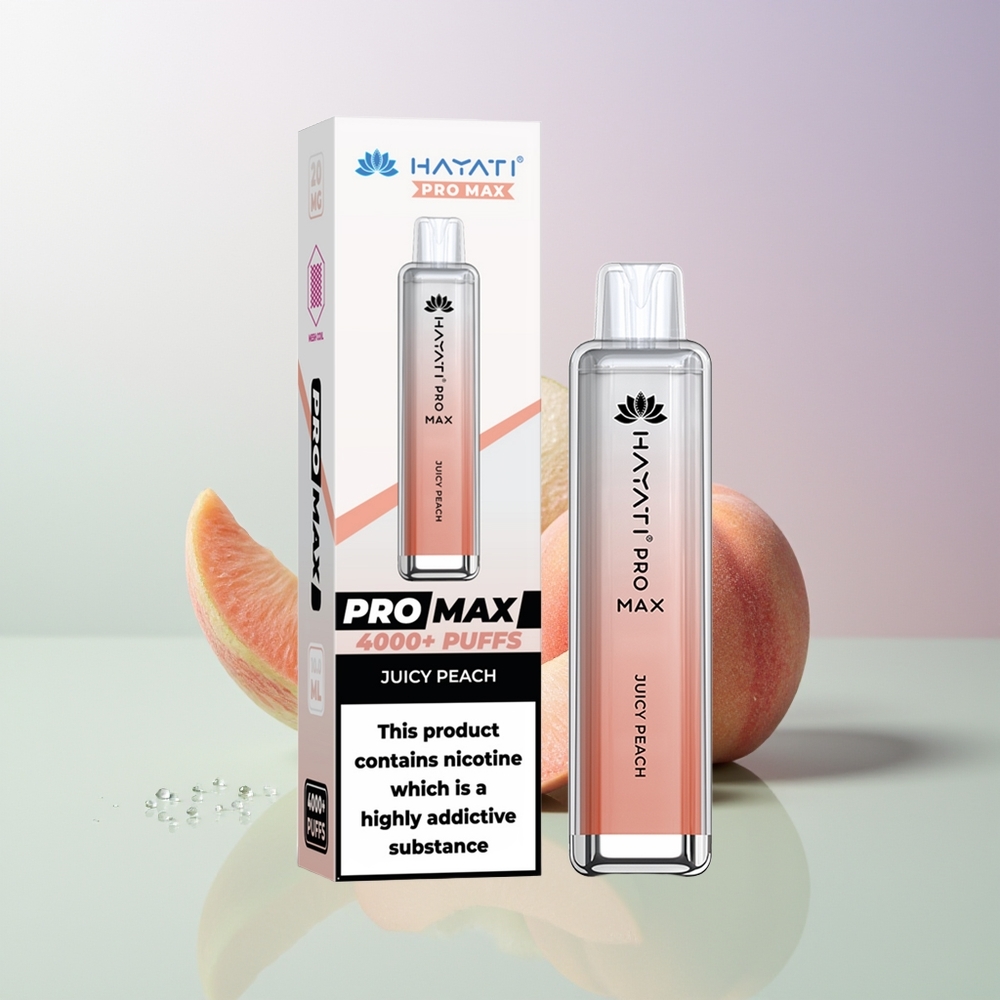 Hayati Pro Max 4000 Züge Wiederaufladbar Saftiger Pfirsich