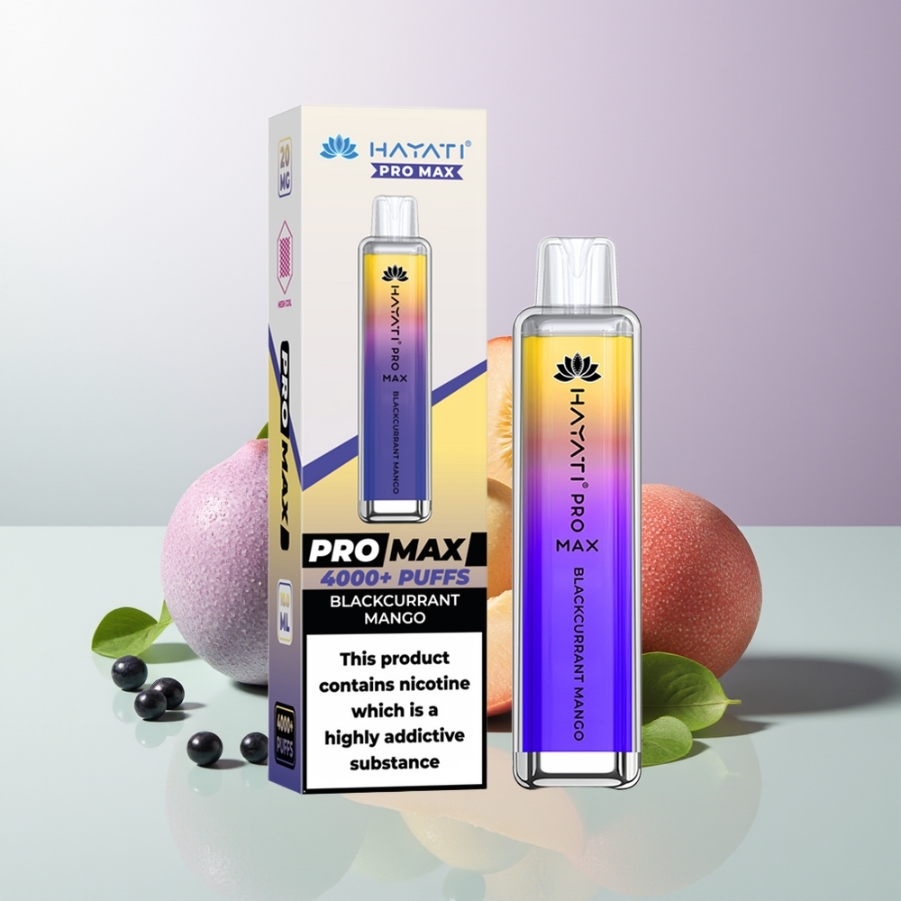 Hayati Pro Max 4000 Züge wiederaufladbar Schwarzjohannisbeere Mango